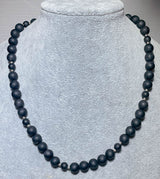 matte schwarzer Turmalin / Schörl Edelstein Schmuck Kette - Edelsteinkette - Collier - 925er Silber #7119