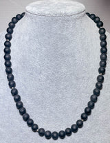 Collar de turmalina negra mate / schorl - Collar de piedras preciosas - Colgante - Plata 925 #7118