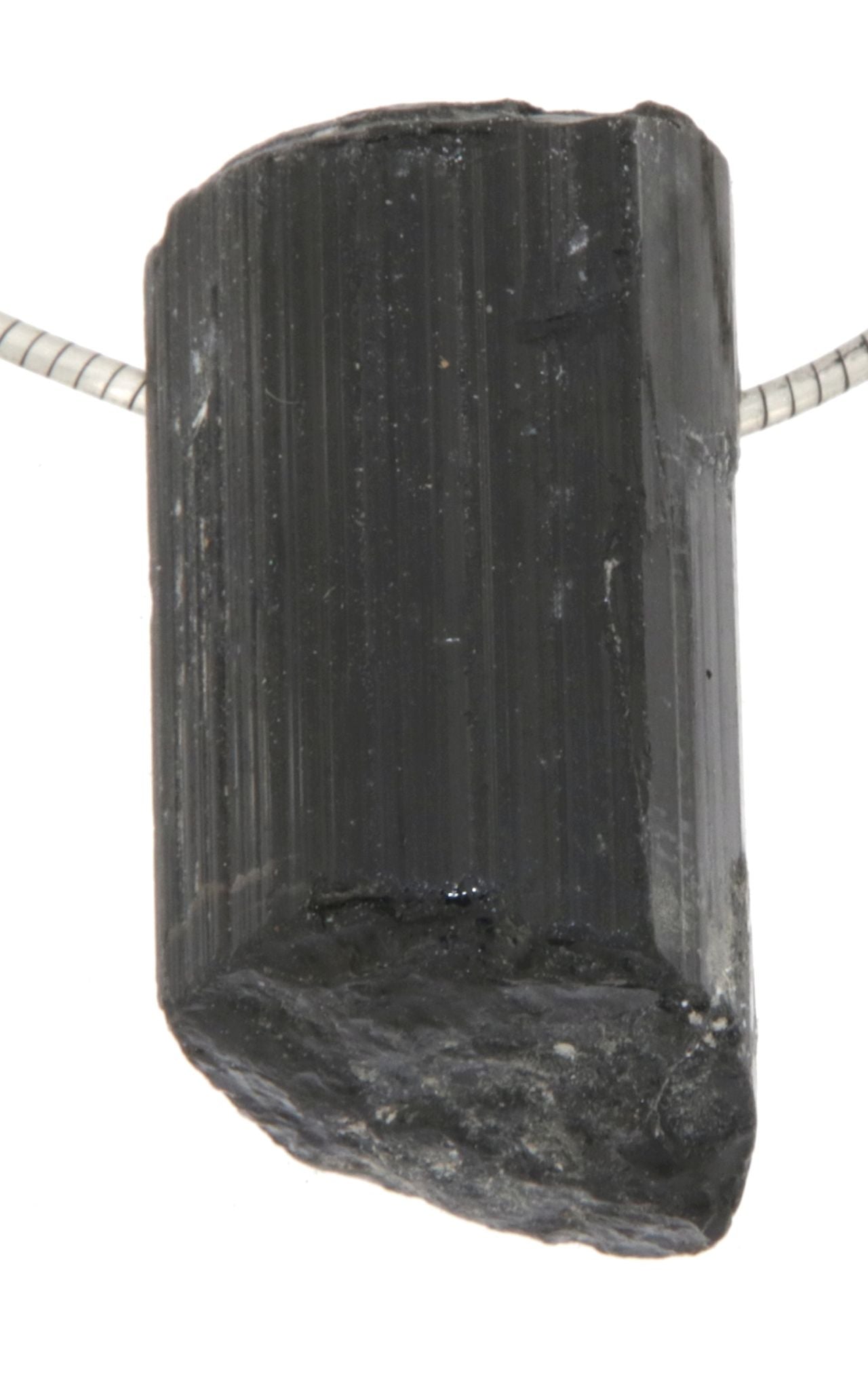 schwarzer Turmalin / Schörl Trommelstein Schmuck Ketten Anhänger - Edelstein A Qualität #6724