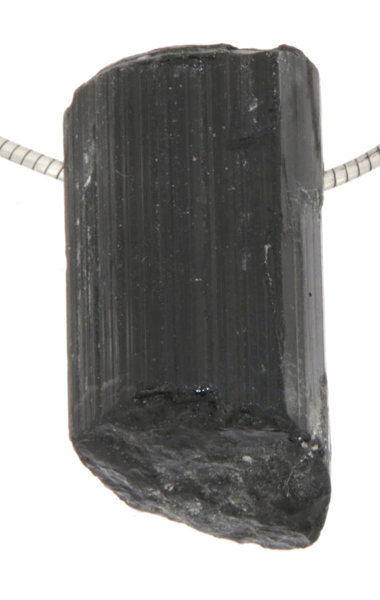 schwarzer Turmalin / Schörl Trommelstein Schmuck Ketten Anhänger - Edelstein A Qualität #6724
