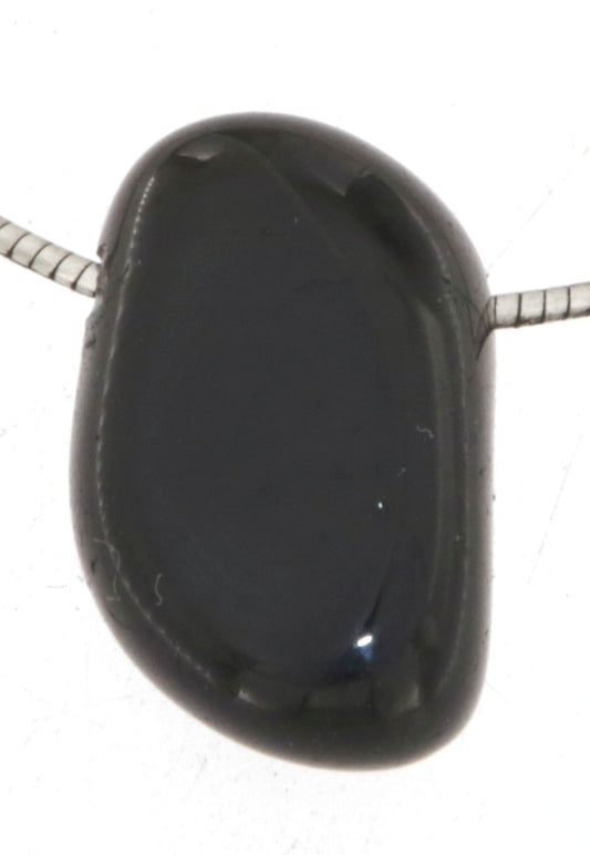 schwarzer Turmalin / Schörl Schmuck Trommelstein Ketten Anhänger - Edelstein A Qualität #7329