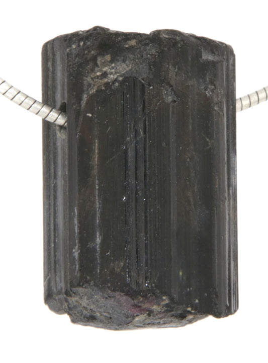 schwarzer Turmalin - Schörl Kristall Trommelstein Edelstein Schmuck Ketten Anhänger - A Qualität #6545