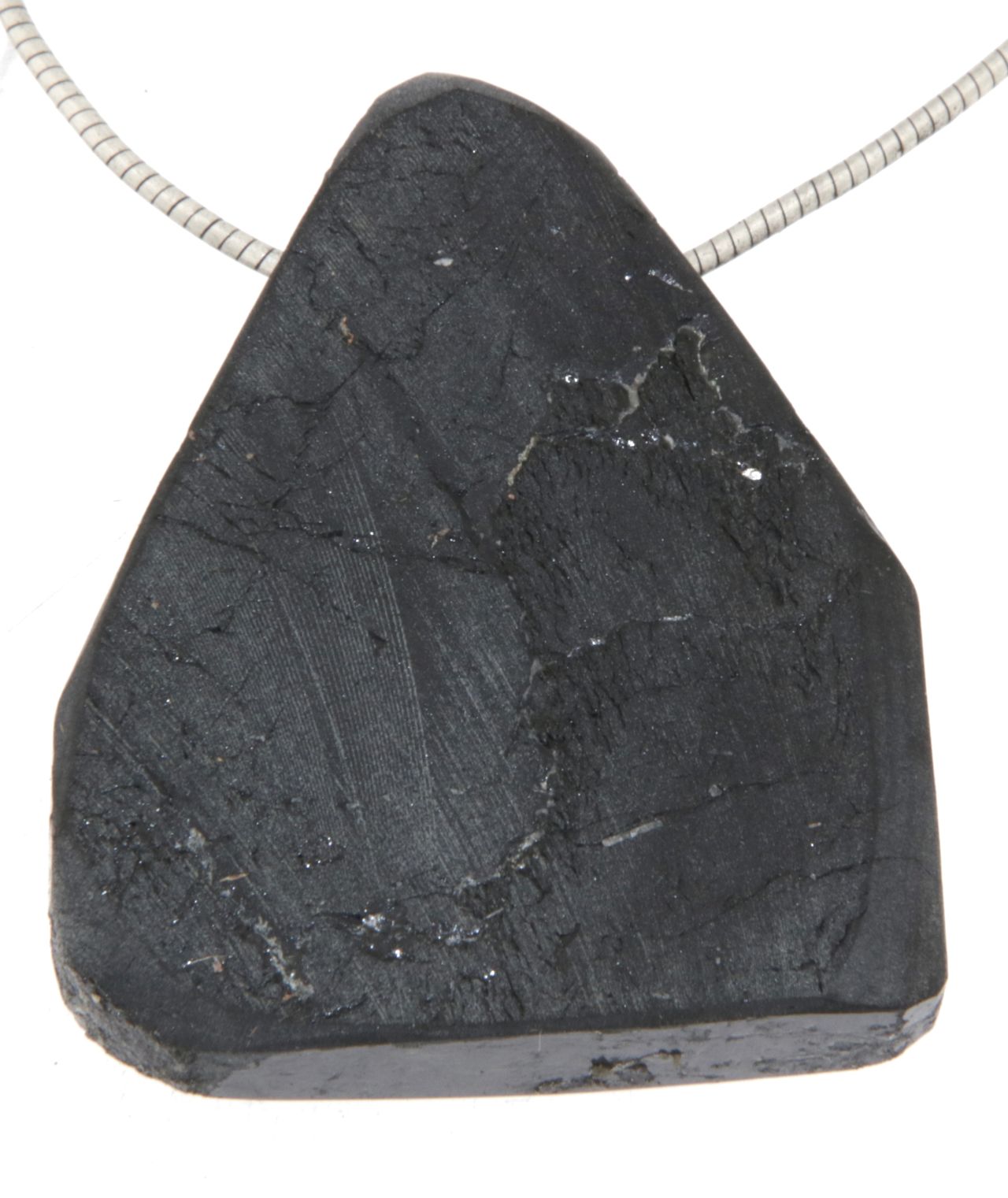 schwarzer Turmalin / Schörl Trommelstein Querschnitt aus Kristall - Edelstein Schmuck Ketten Anhänger - A Qualität #6877