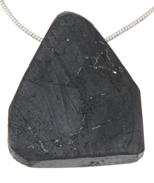 schwarzer Turmalin / Schörl Trommelstein Querschnitt aus Kristall - Edelstein Schmuck Ketten Anhänger - A Qualität #6877