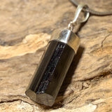 Schörl - schwarzer Turmalin Trommelstein Edelstein Schmuck Ketten Anhänger mit 925er Silber Öse - A Qualität #7069