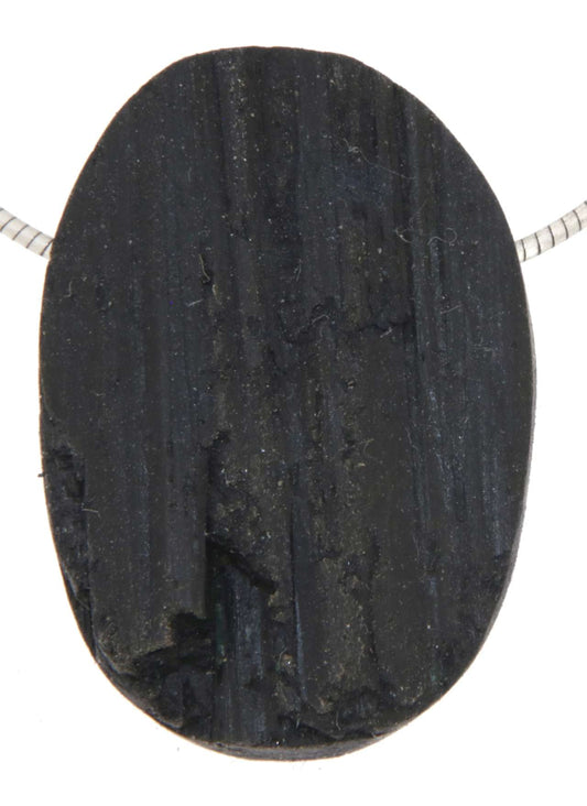 schwarzer Turmalin - Schörl -Trommelstein Edelstein Schmuck Ketten Anhänger - A Qualität #5818
