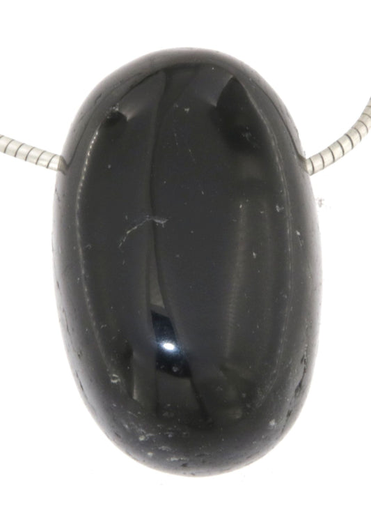 schwarzer Turmalin / Schörl Trommelstein Schmuck Ketten Anhänger - A Qualität #0133