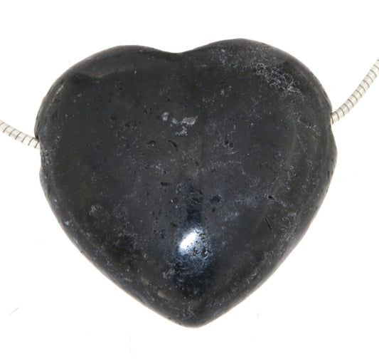 schwarzer Turmalin / Schörl Herz - Trommelstein Schmuck Ketten Anhänger - Edelstein A Qualität #7185