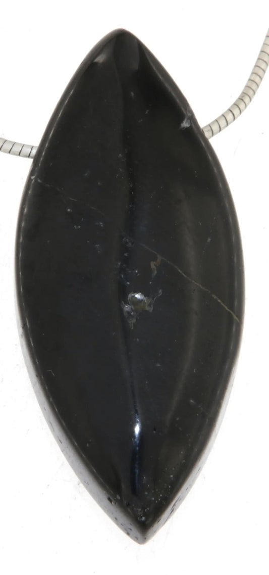 schwarzer Turmalin - Schörl Navetten Edelstein Schmuck Ketten Anhänger - A Qualität #7397