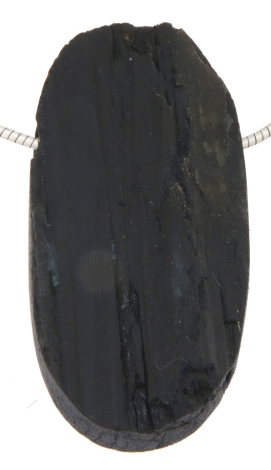 schwarzer Turmalin - Schörl -Trommelstein Edelstein Schmuck Ketten Anhänger - A Qualität #5316