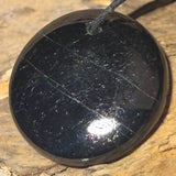 schwarzer Turmalin / Schörl Trommelstein Cabochon Schmuck Ketten Anhänger - Edelstein A Qualität #7175
