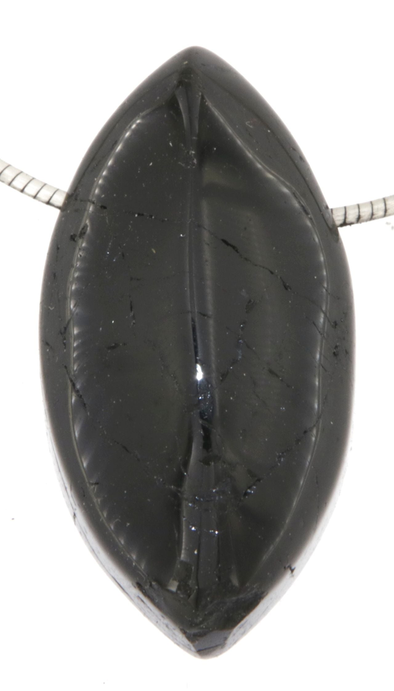schwarzer Turmalin / Schörl Navetten Edelstein Schmuck Anhänger #7236
