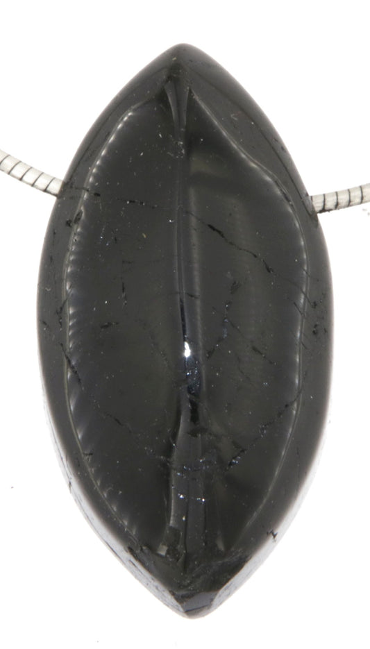 schwarzer Turmalin / Schörl Navetten Edelstein Schmuck Anhänger #7236