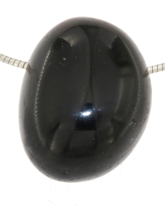 schwarzer Turmalin / Schörl Trommelstein Schmuck Ketten Anhänger - Edelstein A Qualität #6463