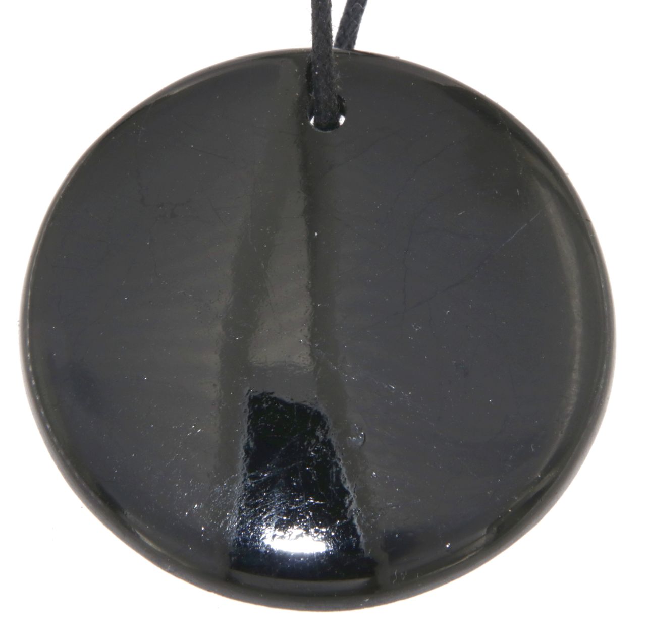 schwarzer Turmalin / Schörl Trommelstein Cabochon Schmuck Ketten Anhänger - Edelstein A Qualität #7175