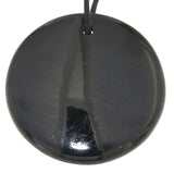 schwarzer Turmalin / Schörl Trommelstein Cabochon Schmuck Ketten Anhänger - Edelstein A Qualität #7175
