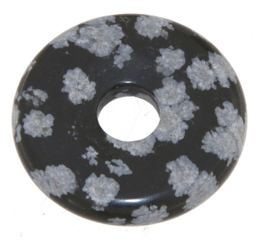 Schneeflockenobsidian - Obsidian Donut Edelstein Schmuck Ketten - Anhänger 30mm - A Qualität #6001
