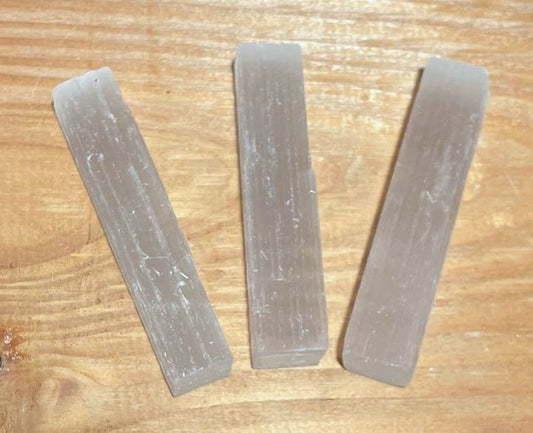 3 x Selenit Sticks 7cm - Edelstein - Trommelstein - Handschmeichler - A Qualität #7082