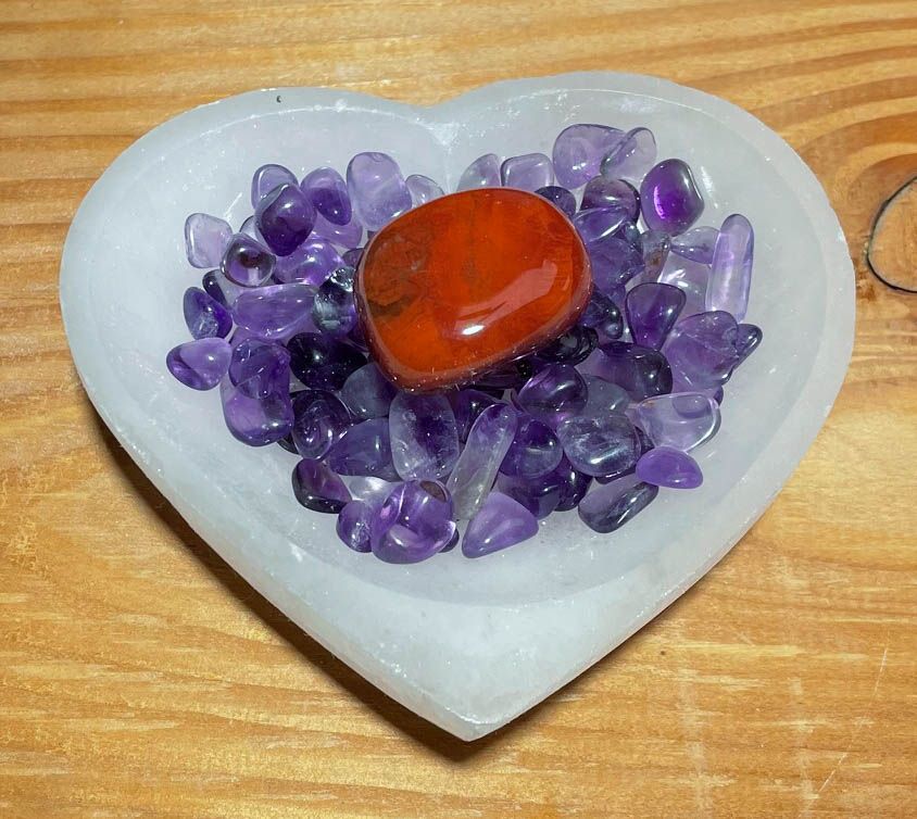 Selenit Herz Schale ca. 10cm - Aufladeschale - Edelstein A Qualität #7078