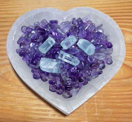 Selenit Herz Schale ca. 14cm - Aufladeschale - Edelstein A Qualität #7077