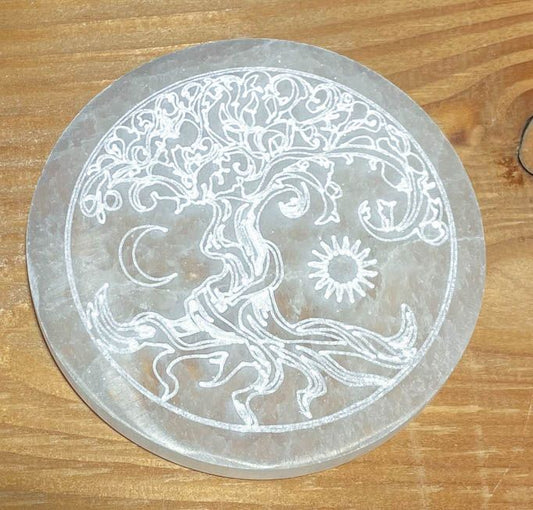 Selenit Scheibe Lebensbaum ca. 10cm - Edelstein - Mineralien A Qualität #7080