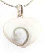 Shiva Eye Heart Seashell Jewelry Necklace Pendant - 925 Sterling Silver Bail #6337