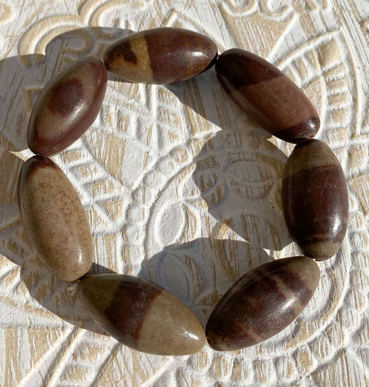 Shiva Lingam Edelstein Armband - Edelsteinarmband - 925er Silber Schmuck - #6604