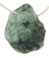 Emerald Tumbled Stone Gemstone Jewelry Chain Pendant - A Quality #0545