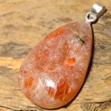 Sonnenstein Cabochon Anhänger – Edelstein mit 925 Silberöse #8014 - seelensteinchen