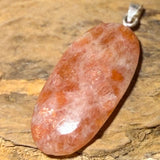 Sonnenstein Cabochon Anhänger – Edelstein mit 925 Silberöse #8013 - seelensteinchen