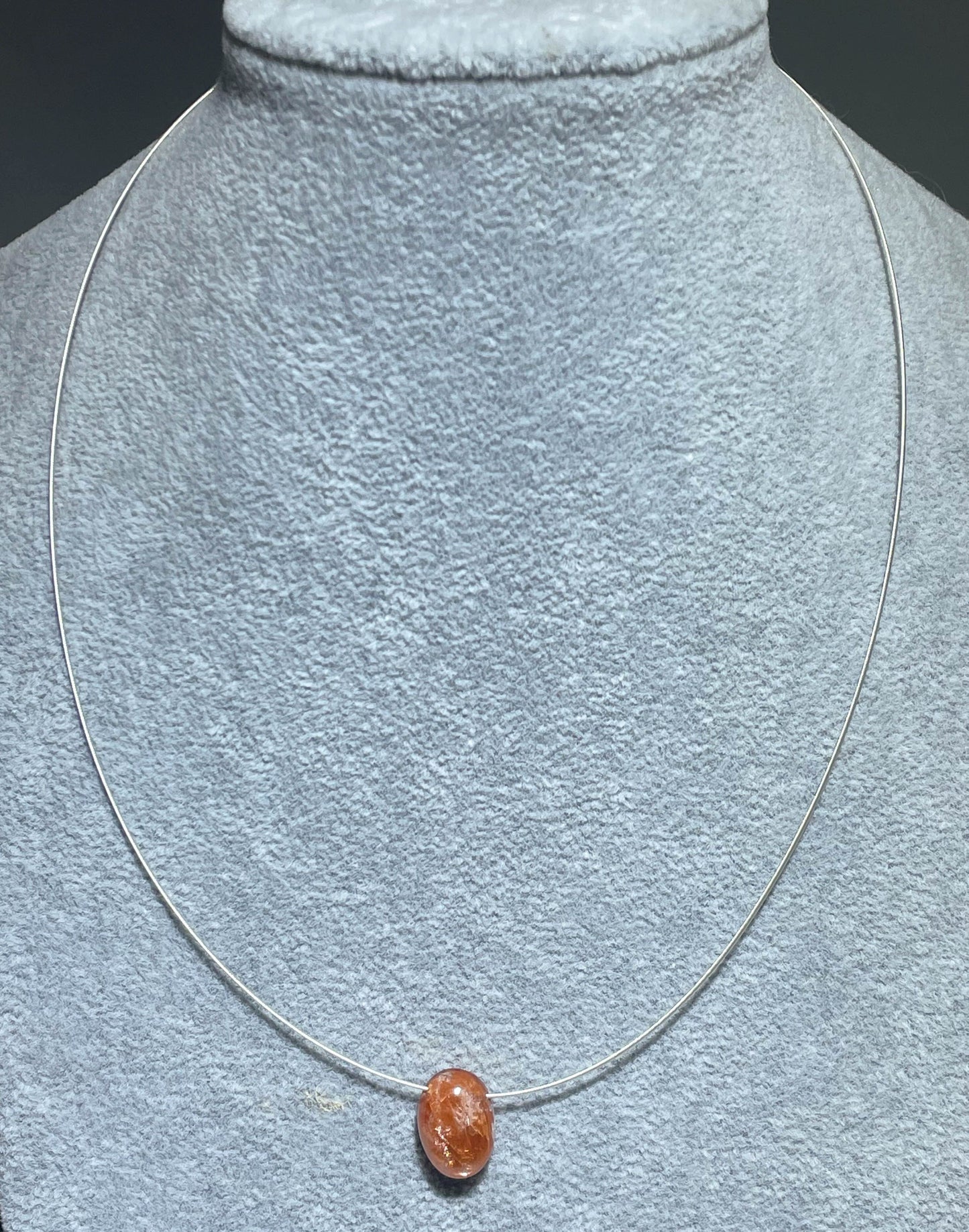 Sonnenstein Schmuck - Edelsteinkette - Edelstein Kette - Collier 45cm - 925er Silber #7163