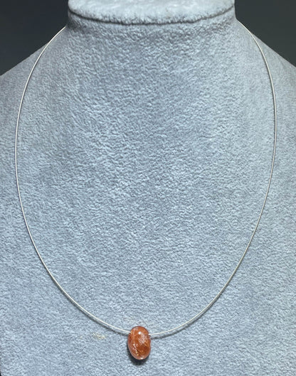 Sonnenstein Schmuck - Edelsteinkette - Edelstein Kette - Collier 45cm - 925er Silber #7163