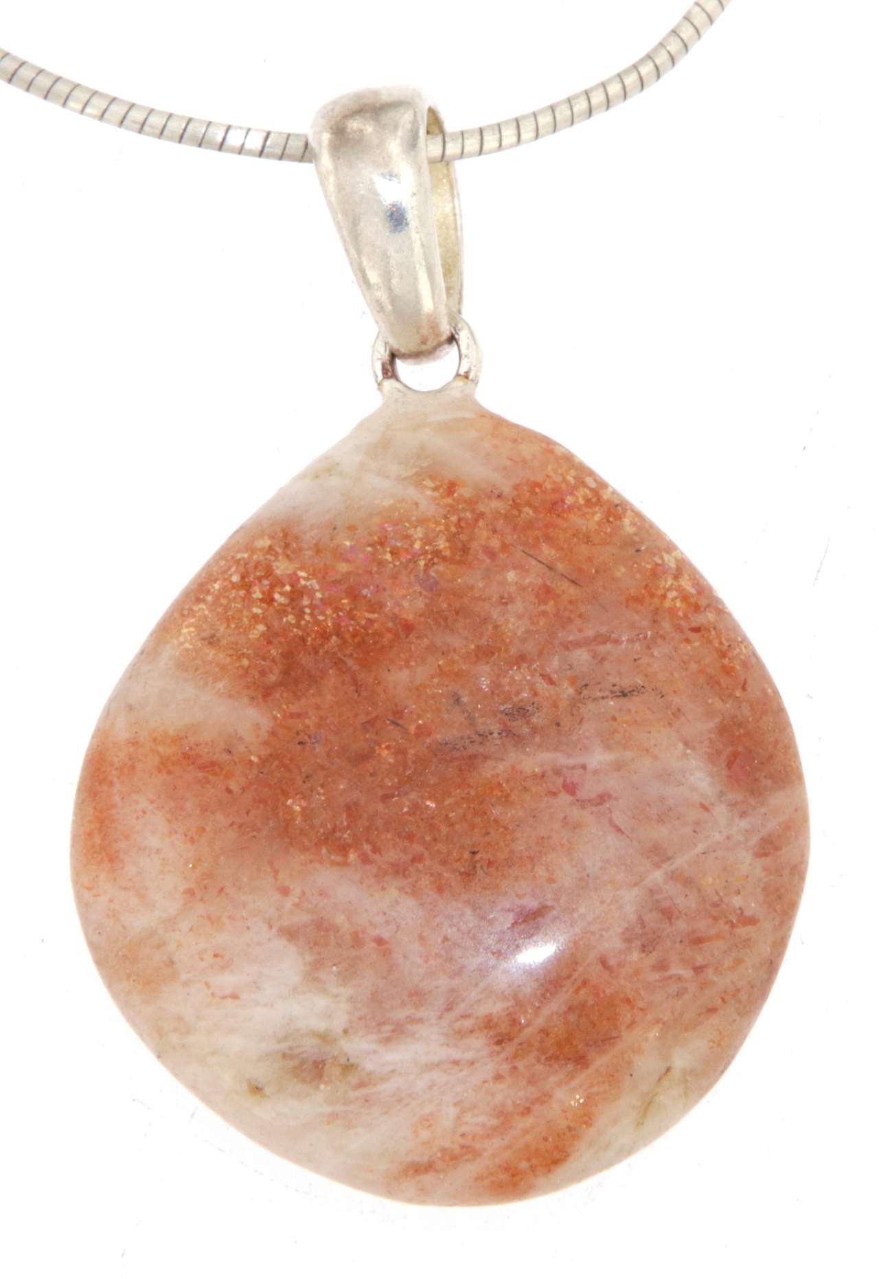 Sonnenstein Trommelstein Edelstein Schmuck Anhänger mit Silberöse 925er - A Qualität #0271