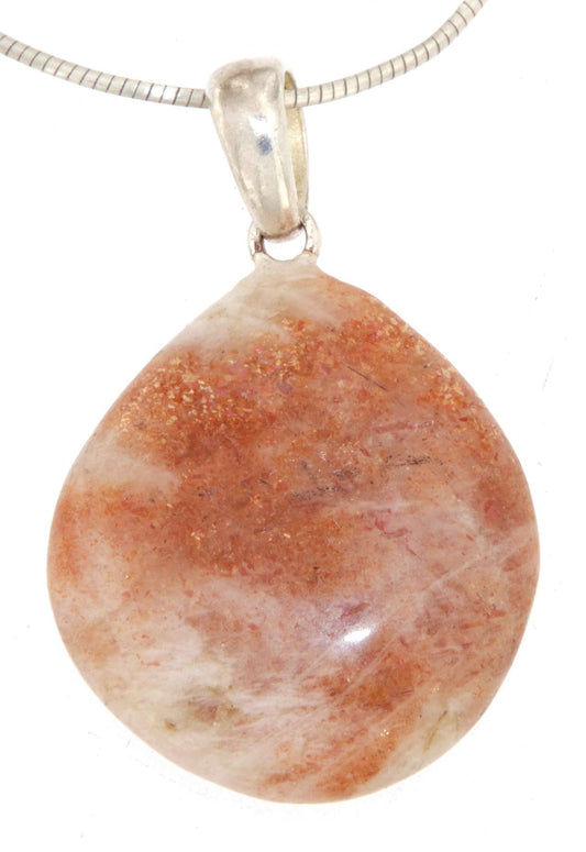 Sonnenstein Trommelstein Edelstein Schmuck Anhänger mit Silberöse 925er - A Qualität #0271