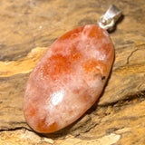 Colgante de cabujón de piedra solar – gema con engarce de plata 925 #8015 - seelensteinchen