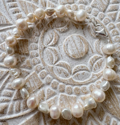Süßwassser Perle Edelstein Armband - 925er Silber Schmuck - #7191