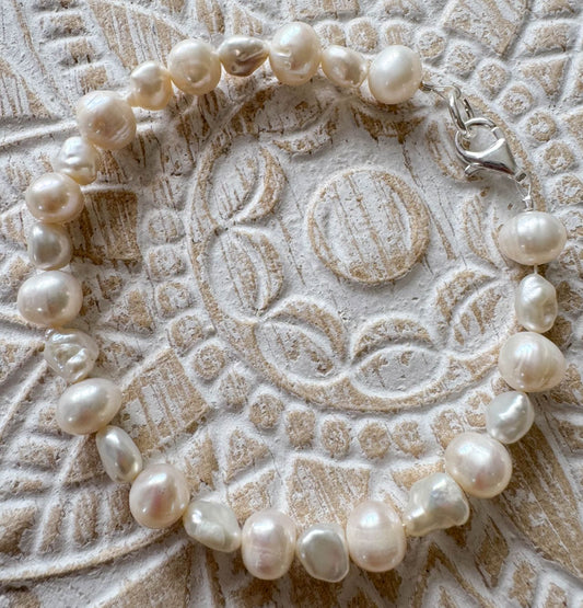 Süßwassser Perle Edelstein Armband - 925er Silber Schmuck - #7191