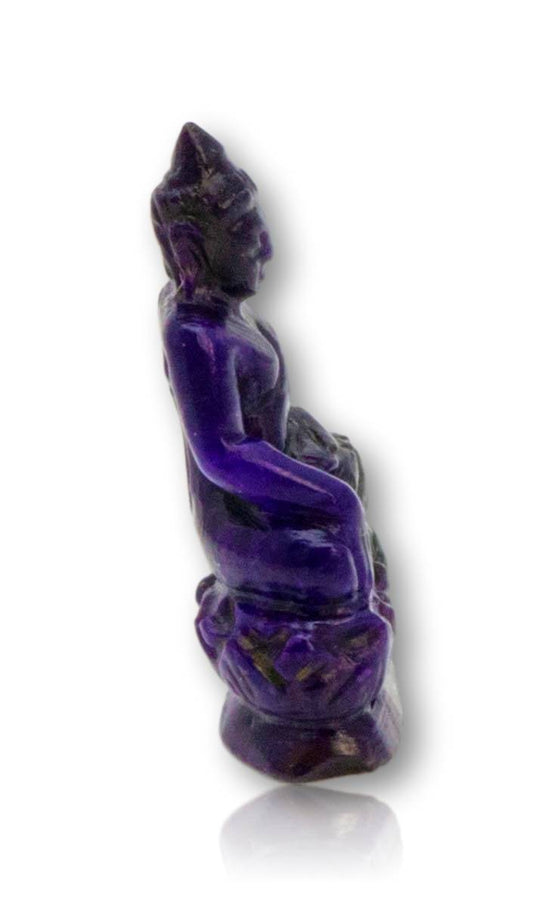 Buddha Figur aus Sugilith - Handgeschnitzt - Edelstein AAA Qualität #5383