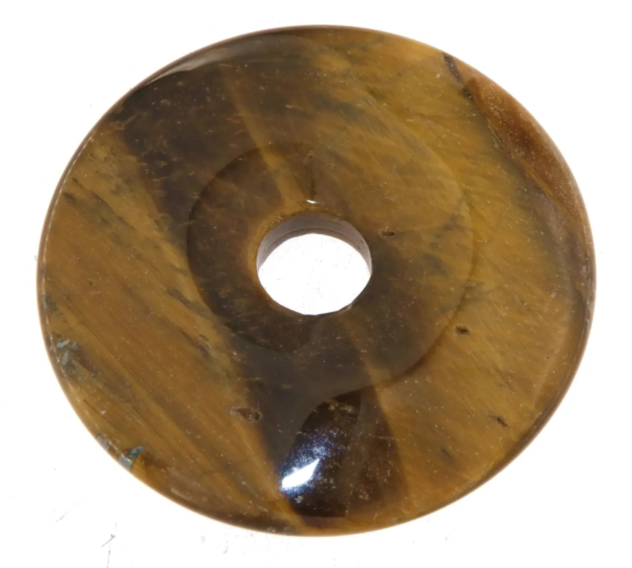 Tigerauge Donut - PI Scheibe - Edelstein Schmuck Ketten Anhänger 40mm - A Qualität #6111