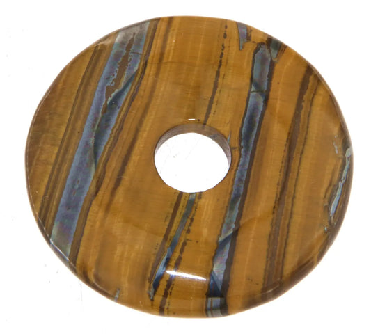 Tigerauge Donut - PI Scheibe Edelstein Schmuck Ketten Anhänger 47mm - A Qualität #5457