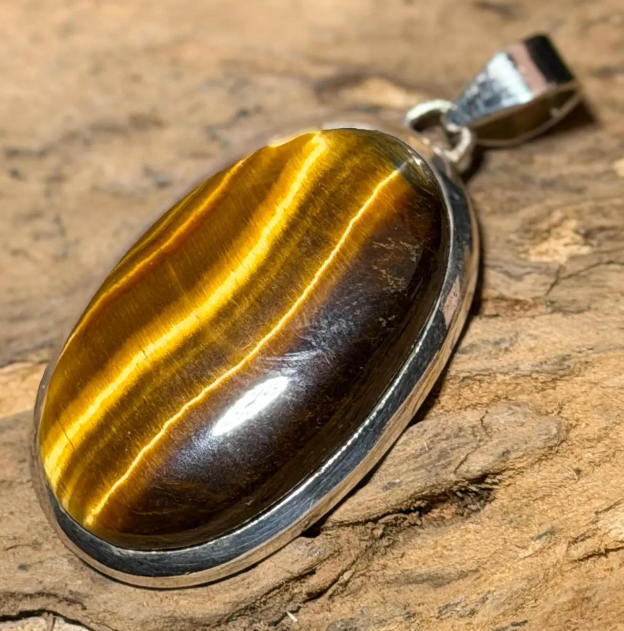Tigerauge Schmuck Ketten Anhänger - Edelstein - A Qualität - 925er Silber
