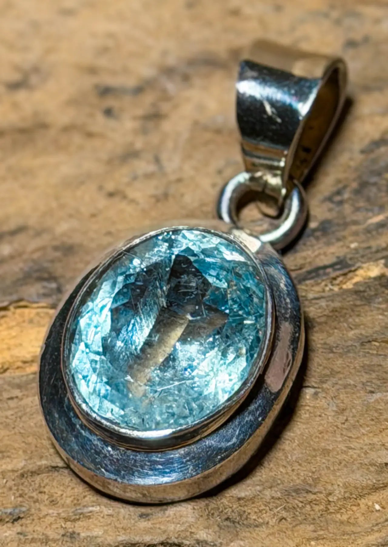 blauer Topas Edelstein Schmuck Ketten Anhänger facettiert A Qualität - 925er Silber #7418