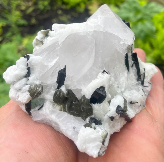 Turmalin - Bergkristall - Albit Rohstein - Handschmeichler - Mineralien - Edelstein - A Qualität #7178