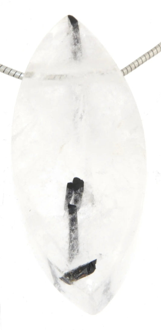 Turmalinquarz - Turmalin Navette Trommelstein Edelstein Schmuck Ketten Anhänger - A Qualität #6895