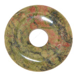 Donut de Unakita - Rodaja de PI - Colgante de collar de piedras preciosas 30 mm - Calidad A #6354