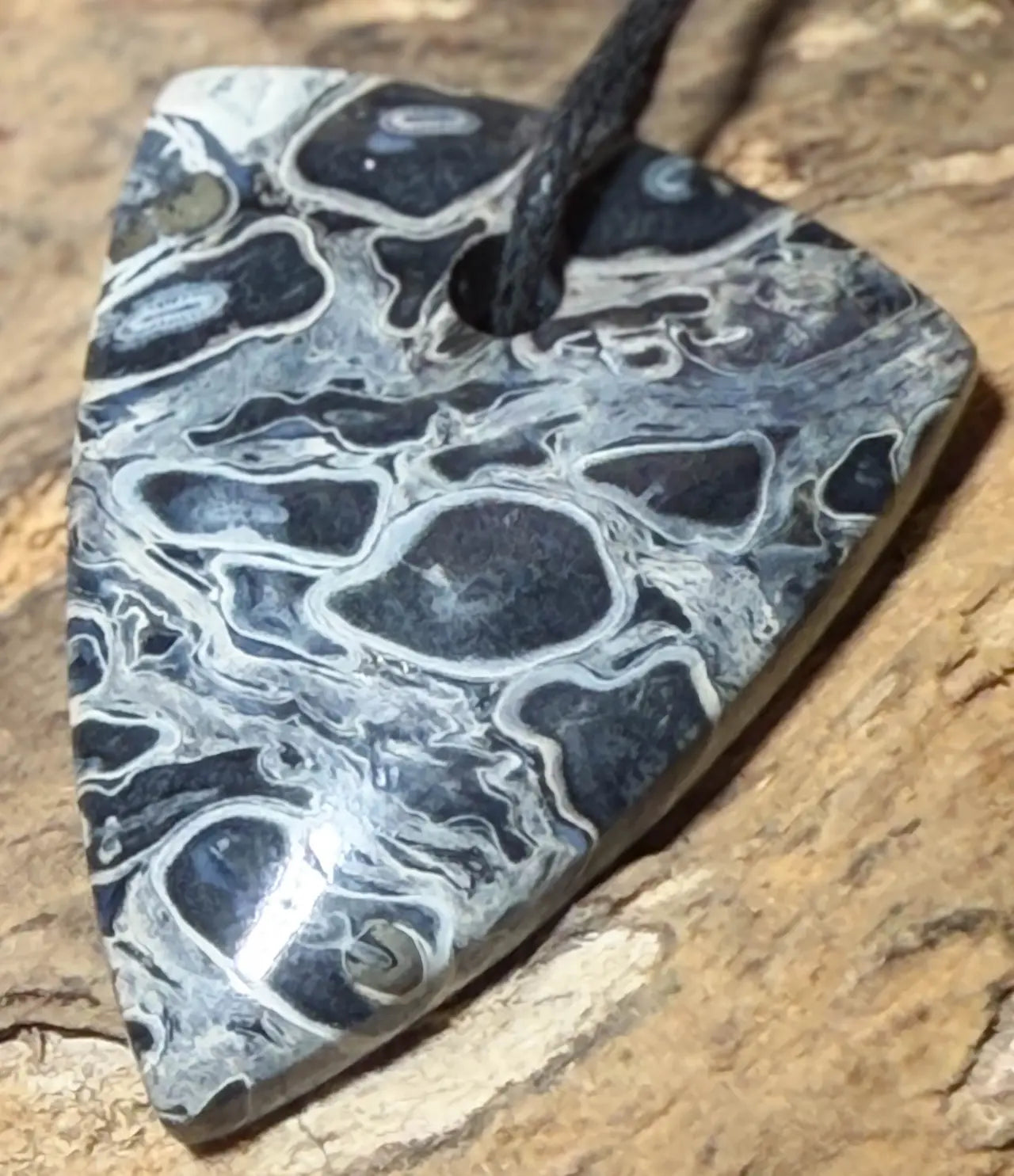 XL versteinerter Farn Trommelstein Edelstein Schmuck Ketten Anhänger - A Qualität #0530