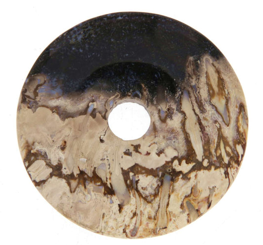 versteinertes Holz Donut - PI Scheibe Schmuck Ketten Anhänger 45mm - A Qualität #5135