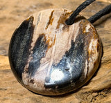 Madera petrificada Tambor, gema, joya, colgante de cadena - Calidad A #0086 - seelensteinchen
