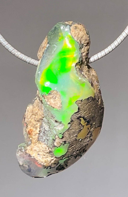 Natural Look - Äthiopischer Welo Opal - Trommelstein Edelstein Schmuck Ketten Anhänger A Qualität #7203
